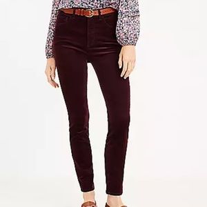 NWOT Ann Taylor Loft Eggplant Purple Velvet Skinny Pants Size 14